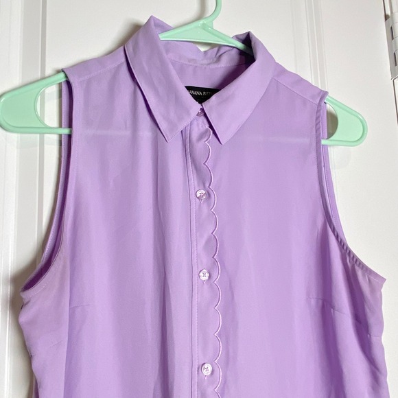 Banana Republic Sleeveless top Women's S Purple Classic Fit Button Down preppy - Picture 2 of 10